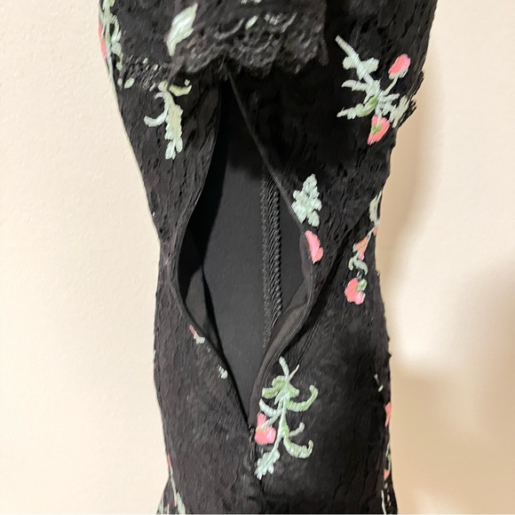 Lulu's Wayf Black Mini Valentine’s Date night Dress with Pink Floral Pattern - Picture 6 of 10